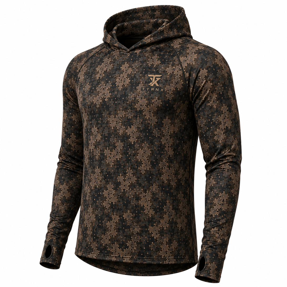TYRNX Sun Hoodie, three-quarter view